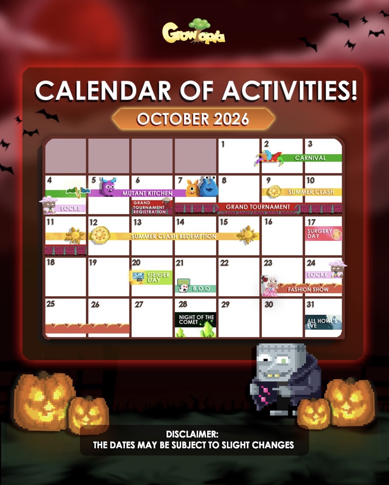 Growtopia Calendar of Activities – October 2026